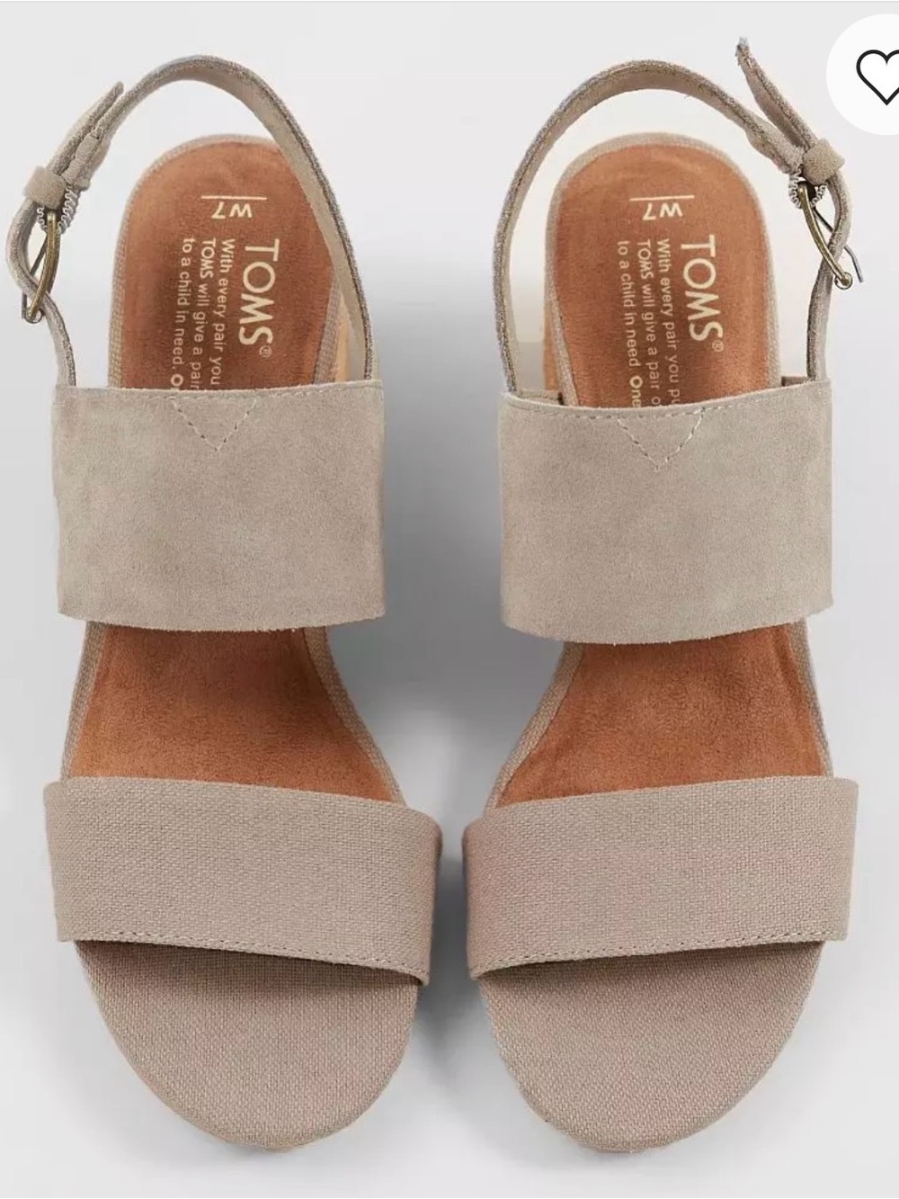 TOMS Poppy Leather Block Heel Sandal Taupe Size 6.5 - Picture 4 of 10